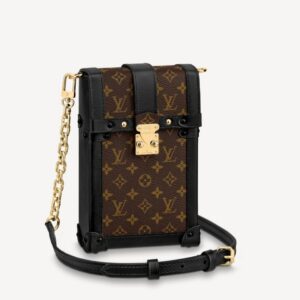 Louis Vuitton Pochette Trunk Verticale Monogram Canvas Black For Women, Women’s Chain Wallet 6.9in/18cm LV M63913
