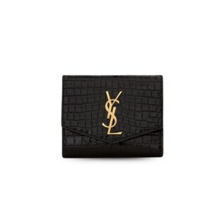 Saint Laurent Uptown Compact Wallet Black For Women 4.7in/12cm 582296DND1J1000 YSL