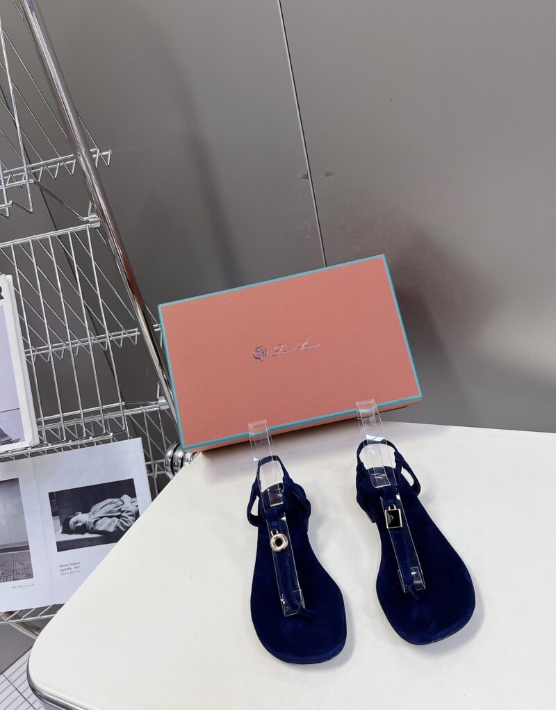 Loro Piana Mindil Sandal Navy Blue For Women – FAO1561 W000 - Image 5