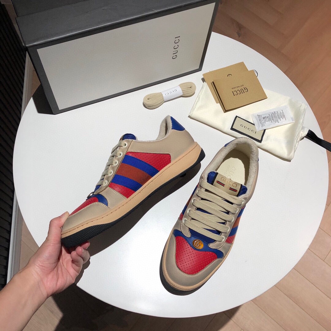 Gucci Women’s Screener Low-Top White Red Blue For Women 546163 - Image 8