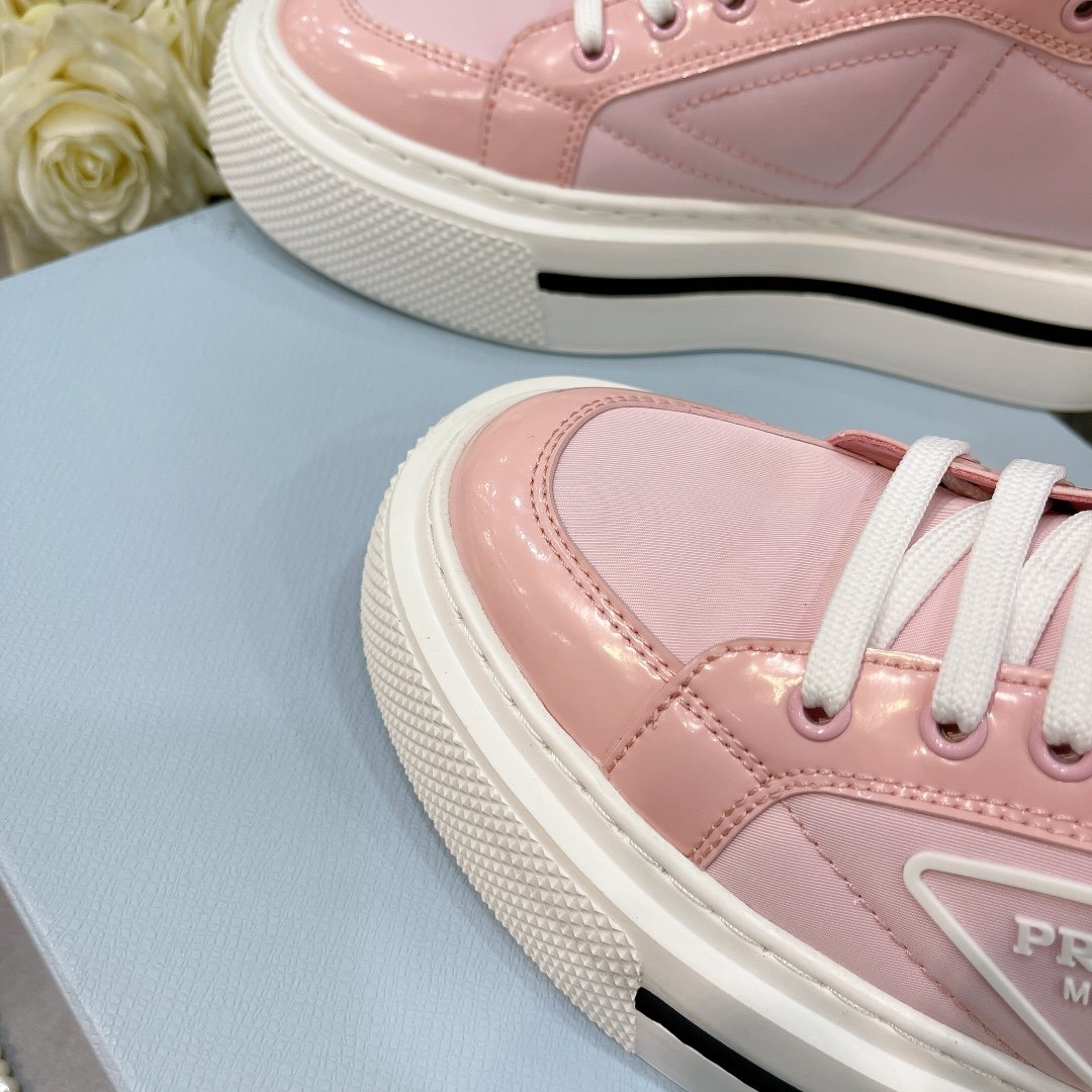 Prada Macro Re-Nylon And Brushed High-Top Sneakers Pink For Women 1.8in/45mm PRD - Image 8