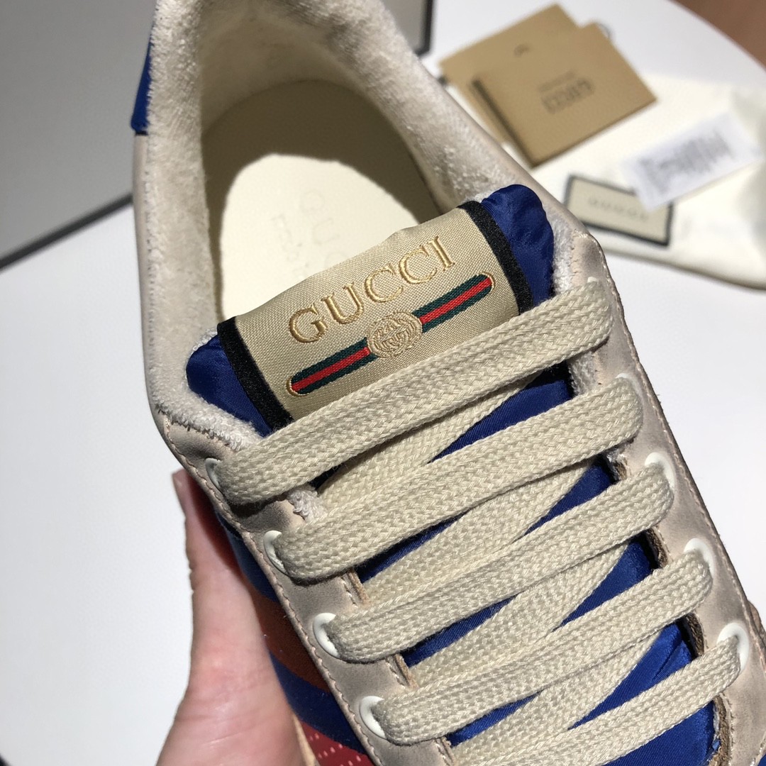 Gucci Women’s Screener Low-Top White Red Blue For Women 546163 - Image 7