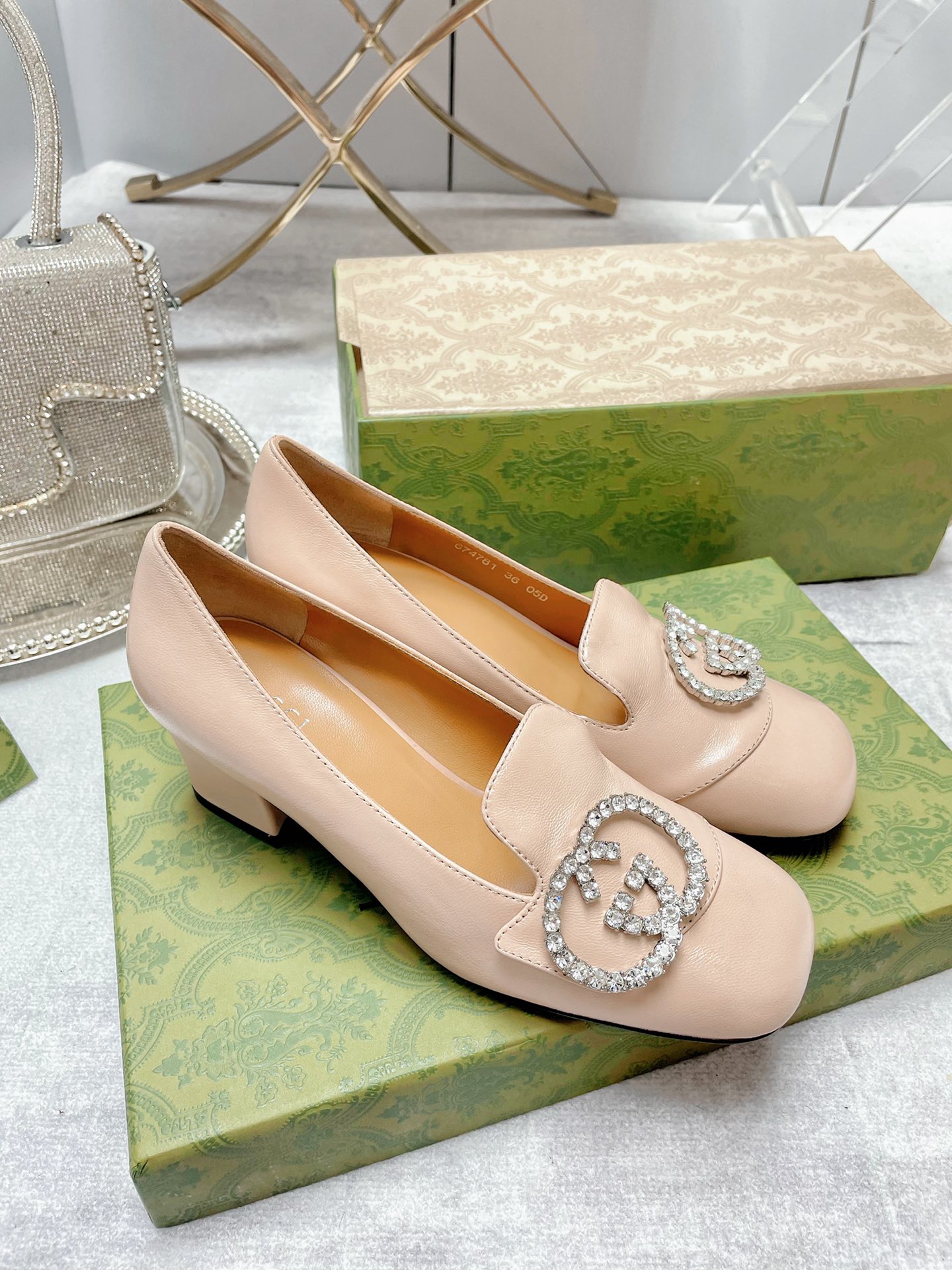 Gucci Women’s Mid-Heel Pump With GG Logo Beige For Women GG - Image 5