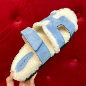 Hermes Chypre fully handmade shoes with fur for Women – 9 US