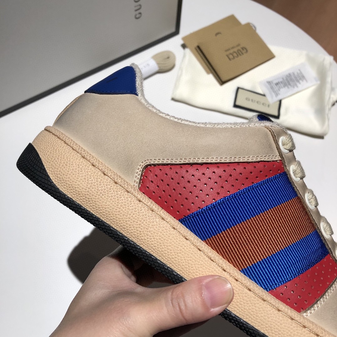 Gucci Women’s Screener Low-Top White Red Blue For Women 546163 - Image 9