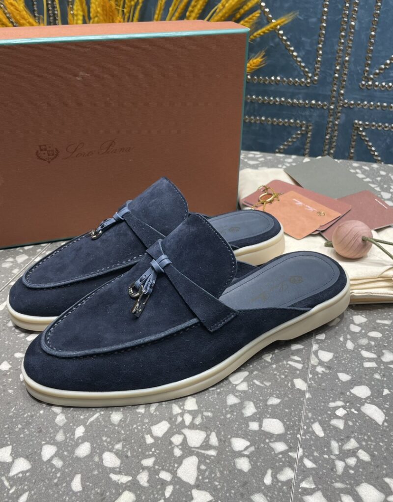 Loro Piana Babouche Charms Walk Loafers Argo Blue Melange For Women – FAI1543 W948 - Image 9