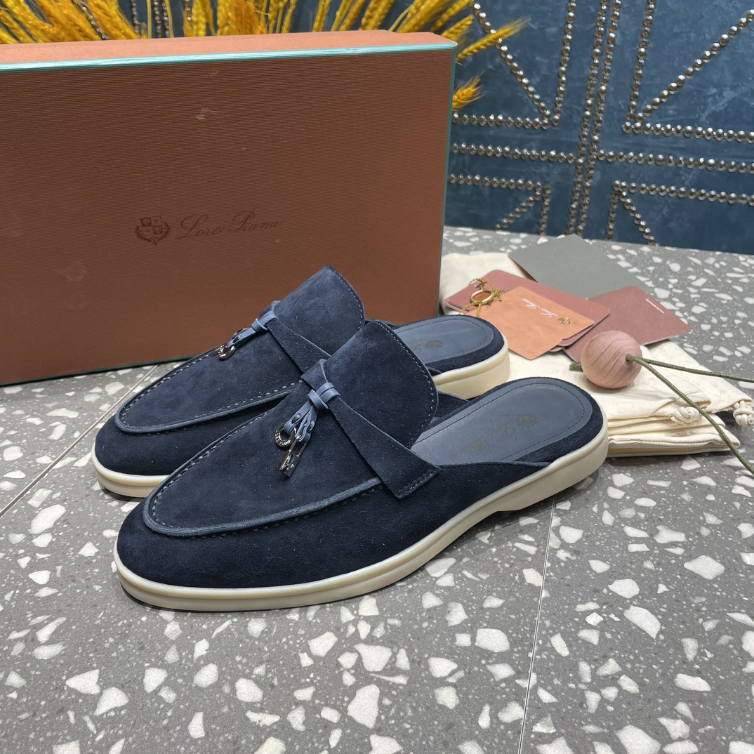 Loro Piana Babouche Charms Walk Loafers Argo Blue Melange For Women – FAI1543 W948 - Image 18