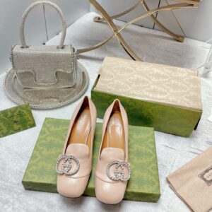 Gucci Women’s Mid-Heel Pump With GG Logo Beige For Women GG