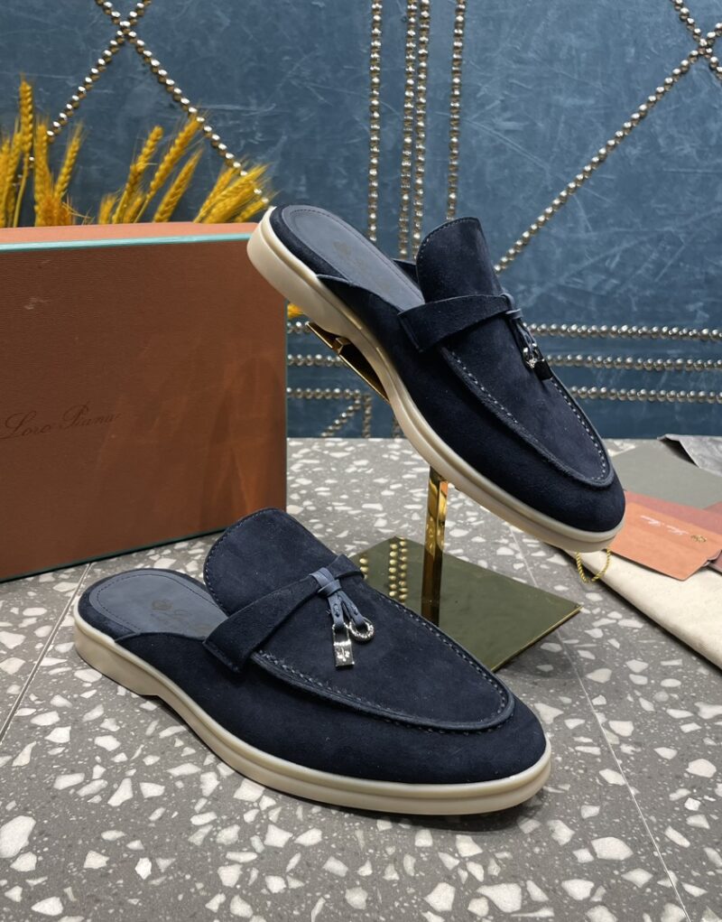 Loro Piana Babouche Charms Walk Loafers Argo Blue Melange For Women – FAI1543 W948 - Image 8