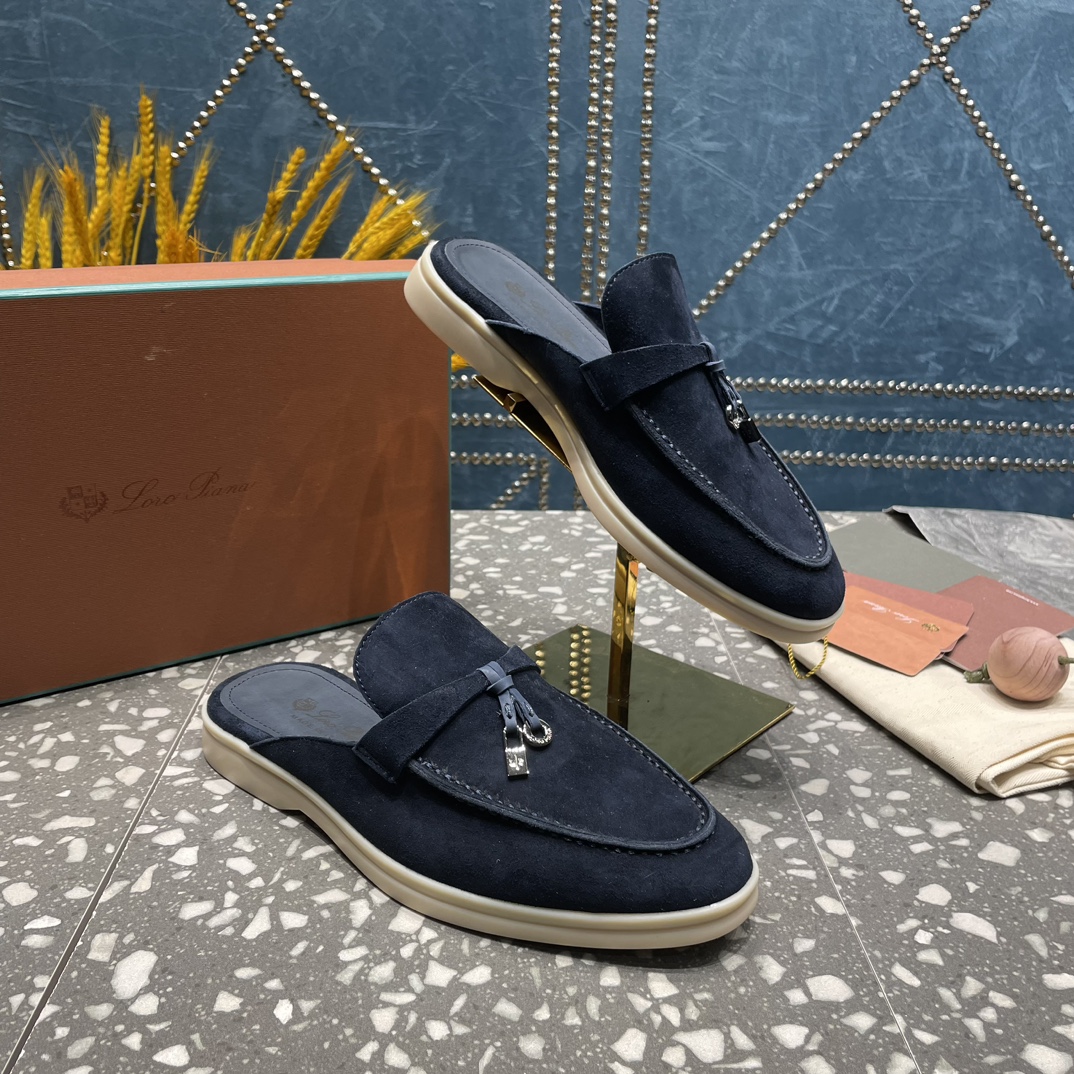 Loro Piana Babouche Charms Walk Loafers Argo Blue Melange For Women – FAI1543 W948 - Image 17