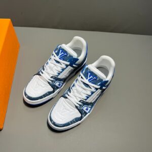 Louis Vuitton Trainer Sneaker Monogram Canvas Blue Virgil Abloh For Men LV – 9 US