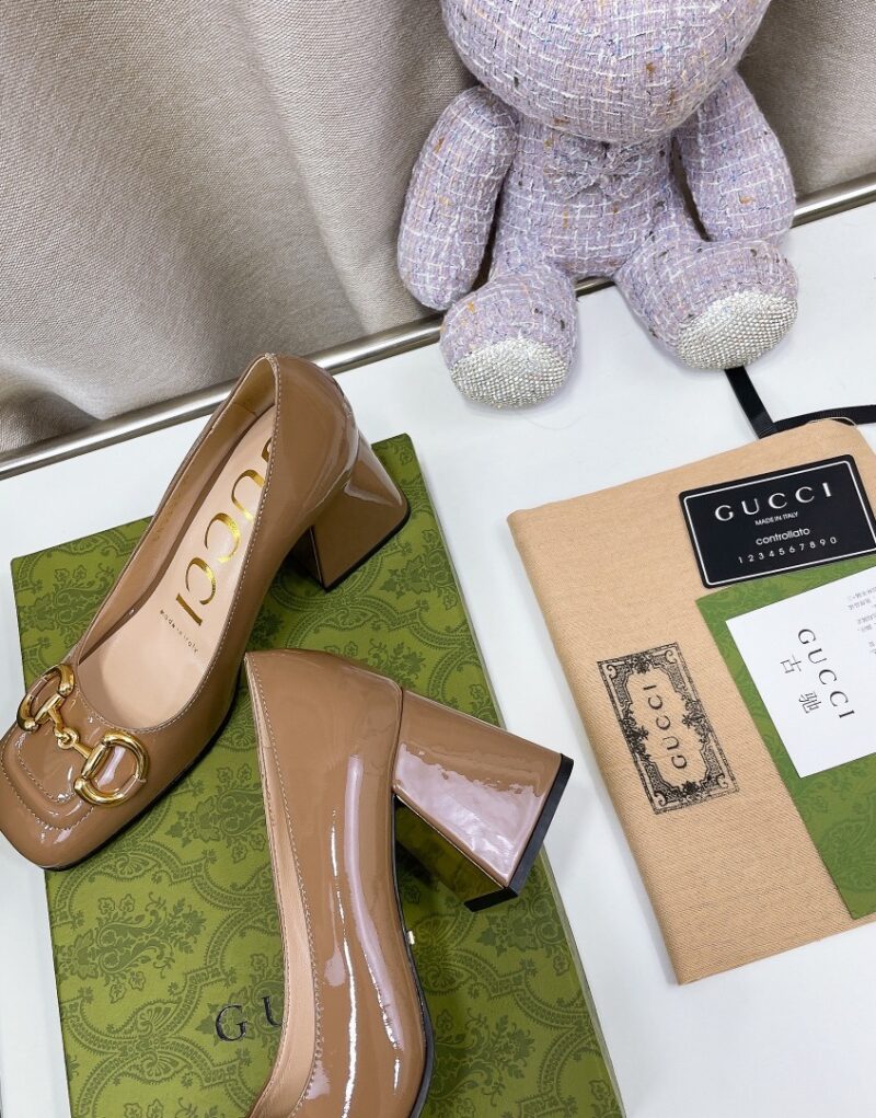 Gucci Women’s Mid-Heel Ballet With Horsebit Jade Brown For Women GG - Image 3