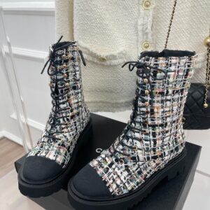 Chanel Women’s Martin Shoes With Laces Black For Women 2in/ 5cm