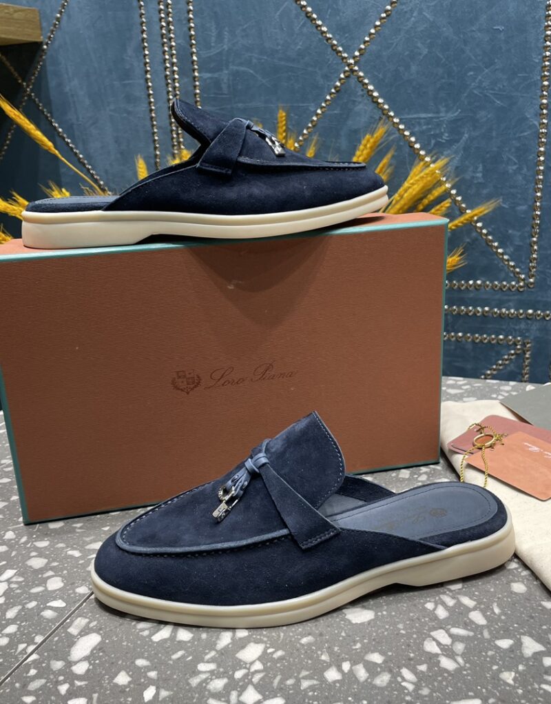 Loro Piana Babouche Charms Walk Loafers Argo Blue Melange For Women – FAI1543 W948 - Image 6