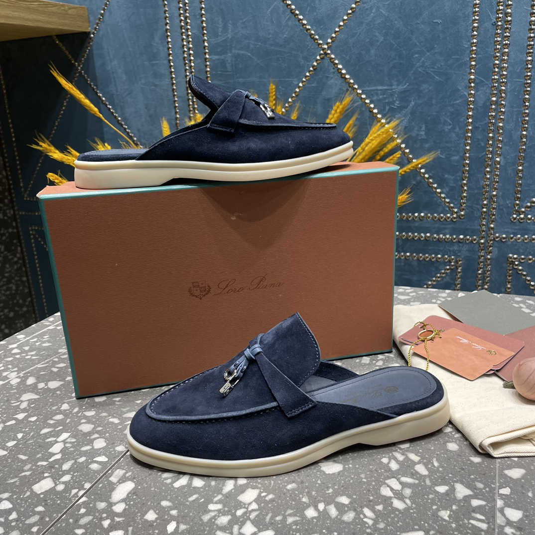 Loro Piana Babouche Charms Walk Loafers Argo Blue Melange For Women – FAI1543 W948 - Image 15