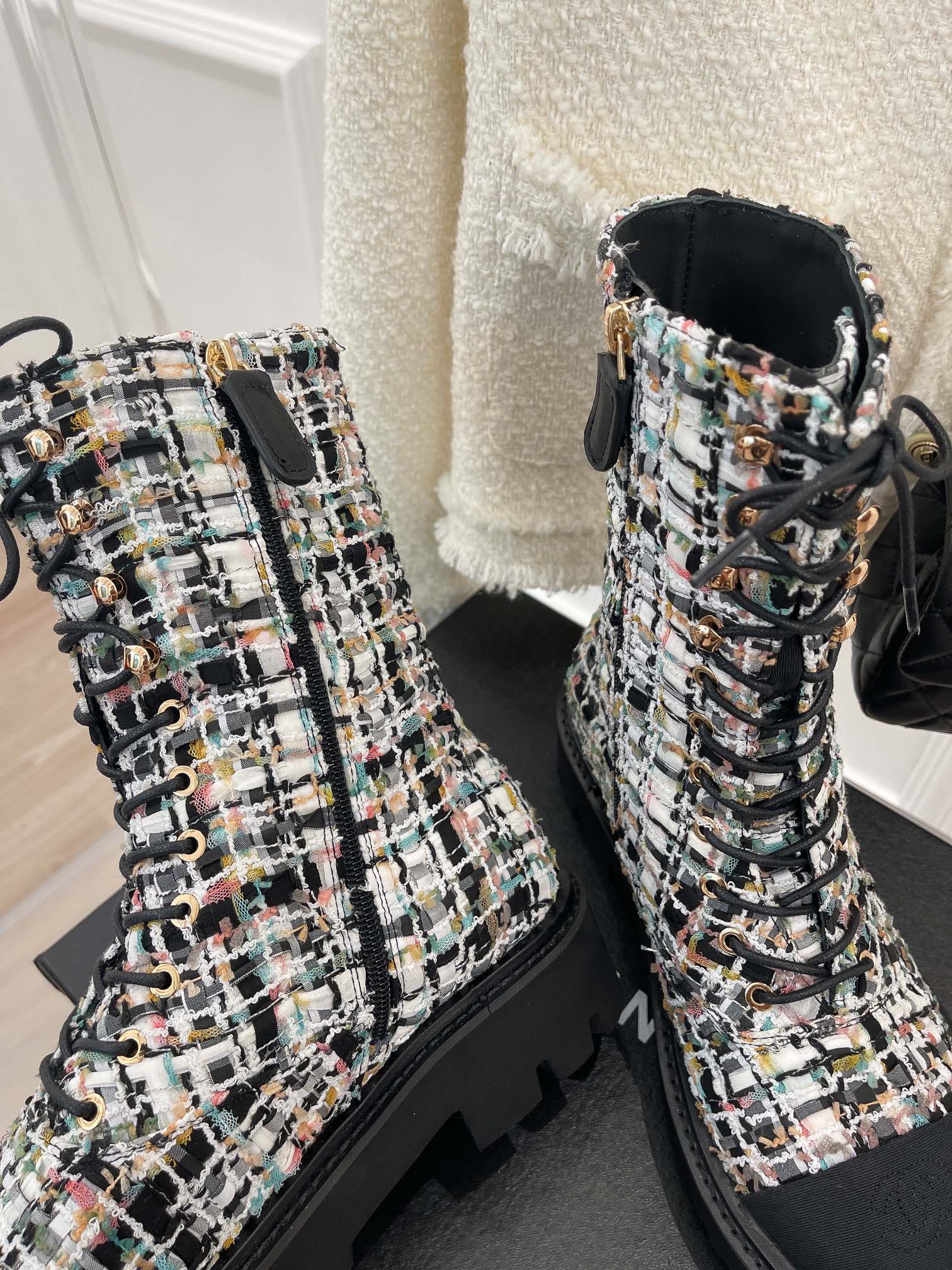 Chanel Women’s Martin Shoes With Laces Black For Women 2in/ 5cm - Image 3