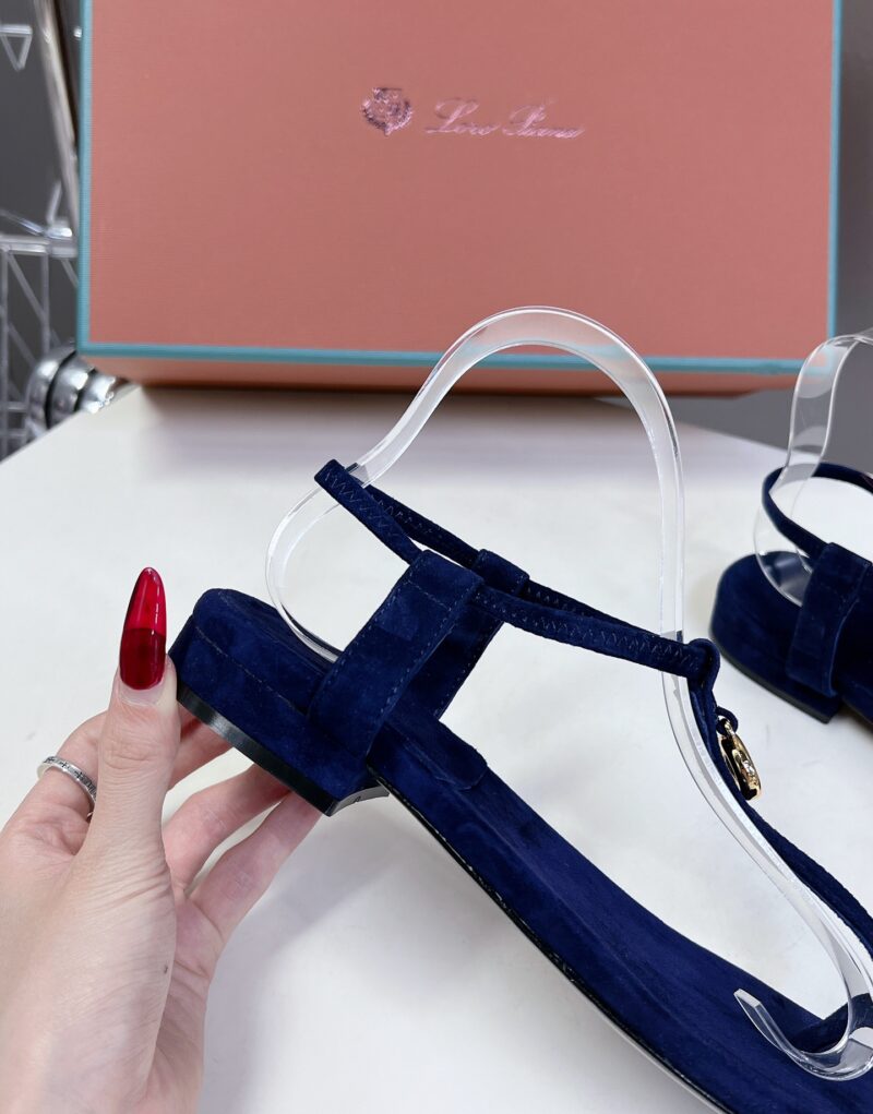 Loro Piana Mindil Sandal Navy Blue For Women – FAO1561 W000 - Image 3