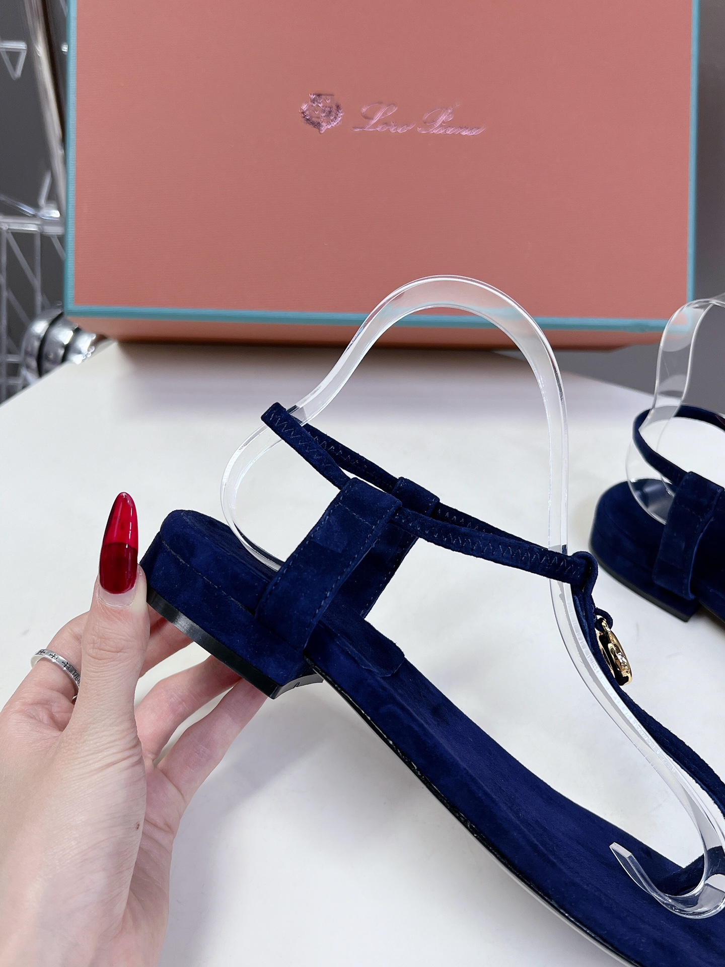 Loro Piana Mindil Sandal Navy Blue For Women – FAO1561 W000 - Image 11