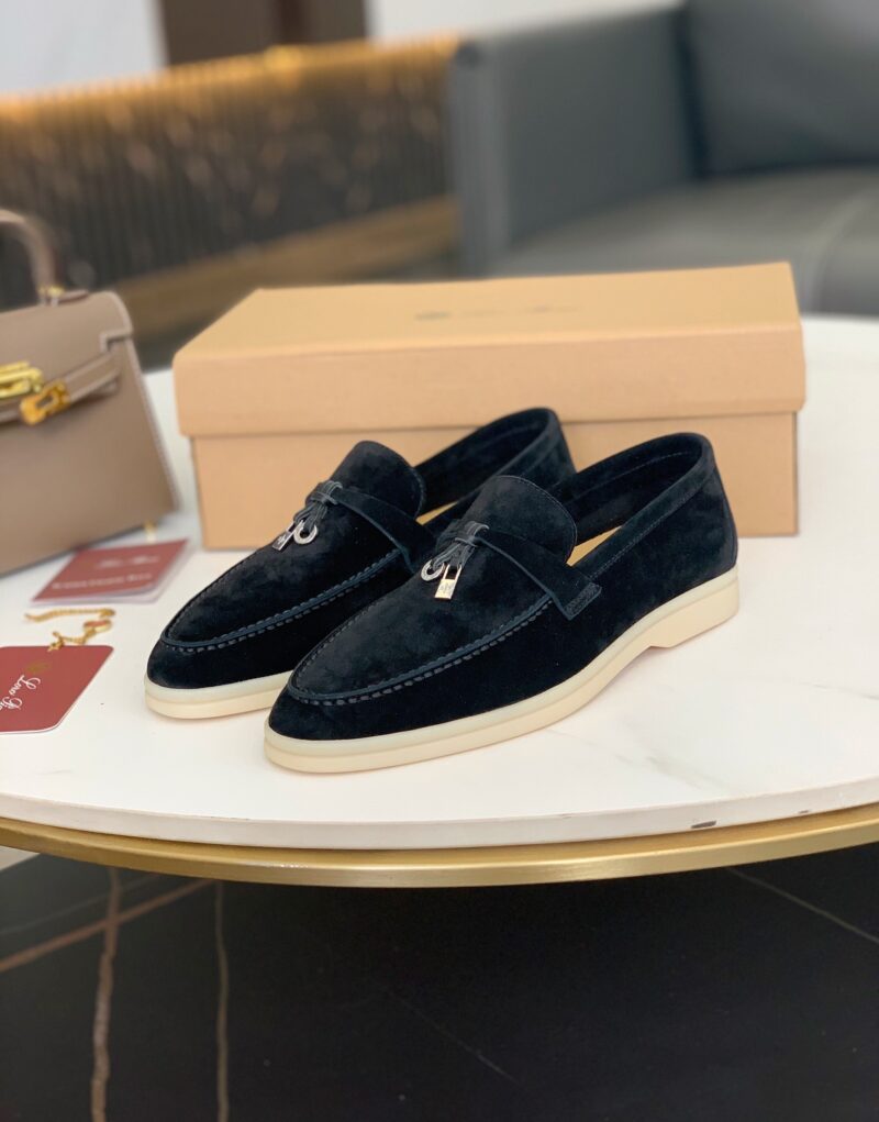 Loro Piana Summer Charms Walk Loafers Argo Blue Melange For Women – FAE5444 W948 - Image 9