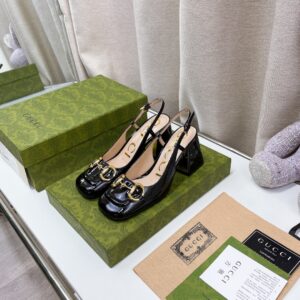 Gucci Women’s Mid-Heel Slingback With Horsebit Black For Women GG 643892 BNC00 1000 – 35 EU – 4 US – 22.5 Cm – 8.85 In