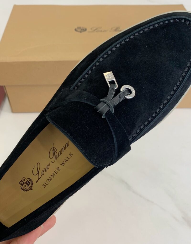 Loro Piana Summer Charms Walk Loafers Argo Blue Melange For Women – FAE5444 W948 - Image 8