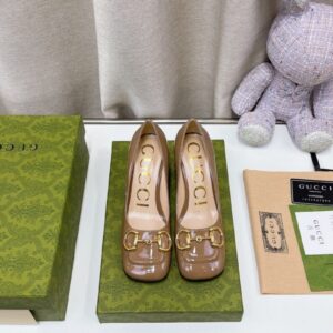 Gucci Women’s Mid-Heel Ballet With Horsebit Jade Brown For Women GG