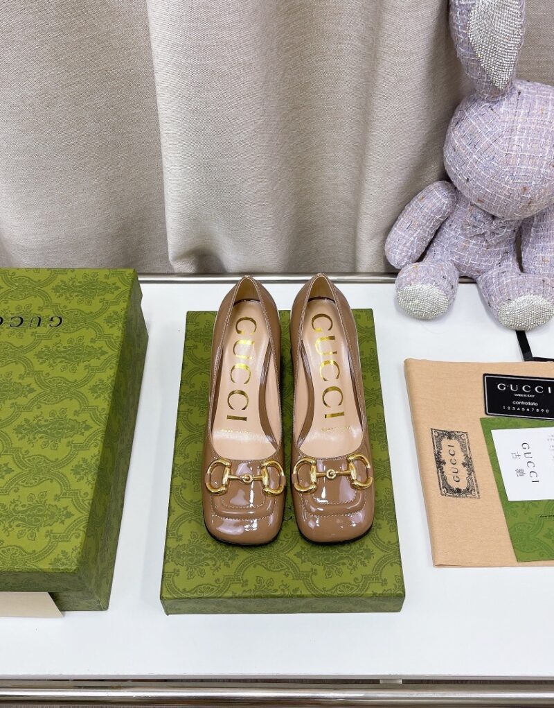 Gucci Women’s Mid-Heel Ballet With Horsebit Jade Brown For Women GG
