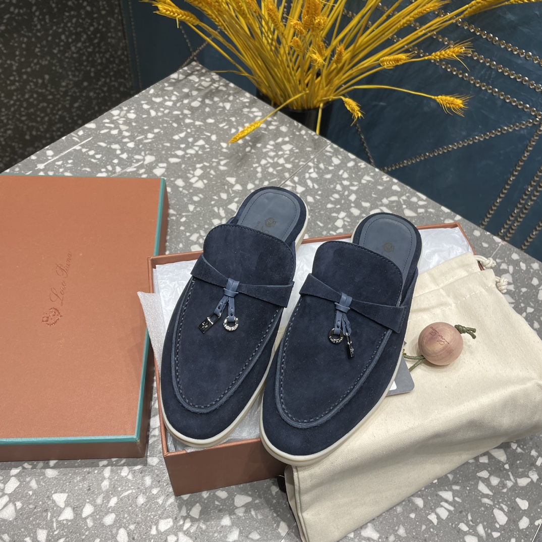 Loro Piana Babouche Charms Walk Loafers Argo Blue Melange For Women – FAI1543 W948 - Image 13