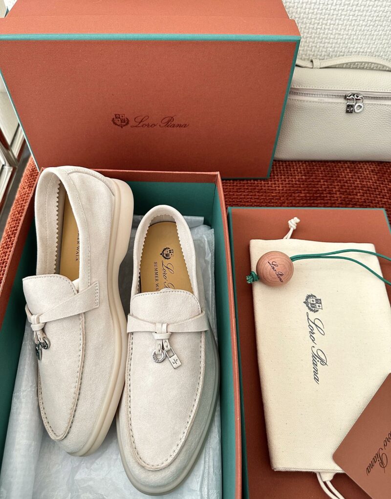 Loro Piana Summer Charms Walk Loafers Powder Pearl For Women – FAE5444 A760 - Image 3