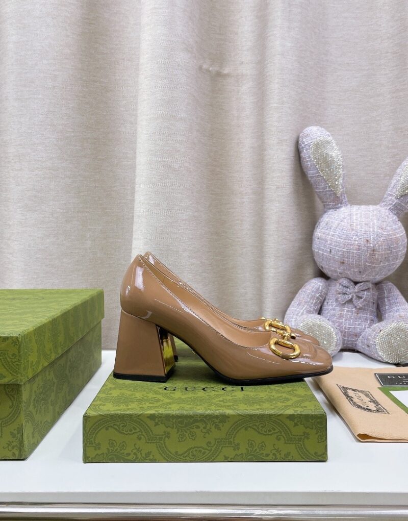 Gucci Women’s Mid-Heel Ballet With Horsebit Jade Brown For Women GG - Image 2