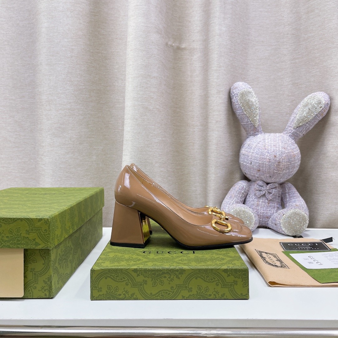 Gucci Women’s Mid-Heel Ballet With Horsebit Jade Brown For Women GG - Image 6