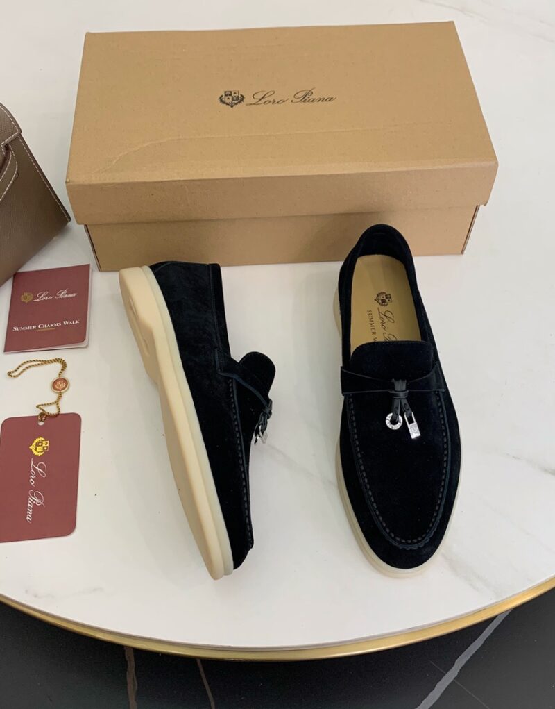 Loro Piana Summer Charms Walk Loafers Argo Blue Melange For Women – FAE5444 W948 - Image 7