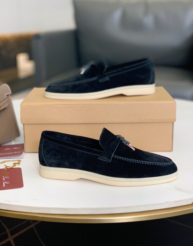 Loro Piana Summer Charms Walk Loafers Argo Blue Melange For Women – FAE5444 W948 - Image 6