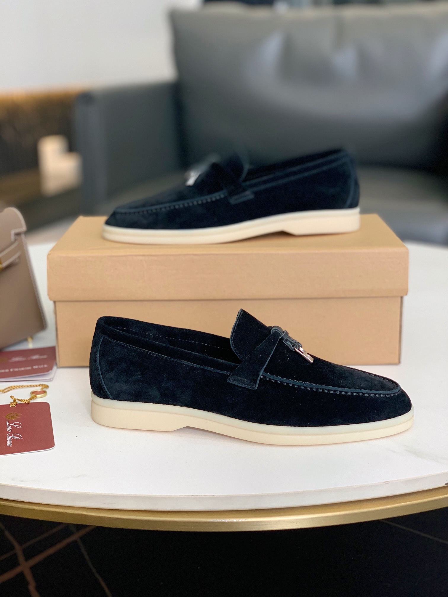 Loro Piana Summer Charms Walk Loafers Argo Blue Melange For Women – FAE5444 W948 - Image 15