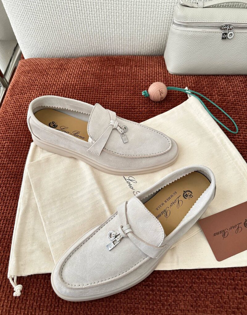 Loro Piana Summer Charms Walk Loafers Powder Pearl For Women – FAE5444 A760 - Image 5