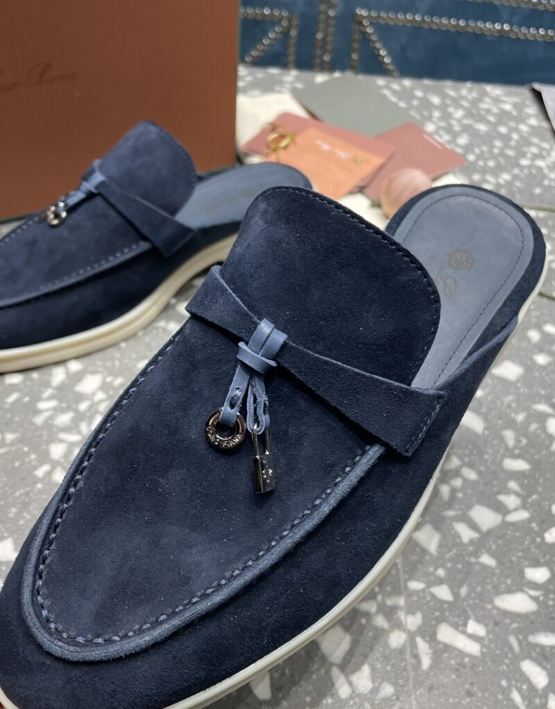 Loro Piana Babouche Charms Walk Loafers Argo Blue Melange For Women – FAI1543 W948 - Image 7