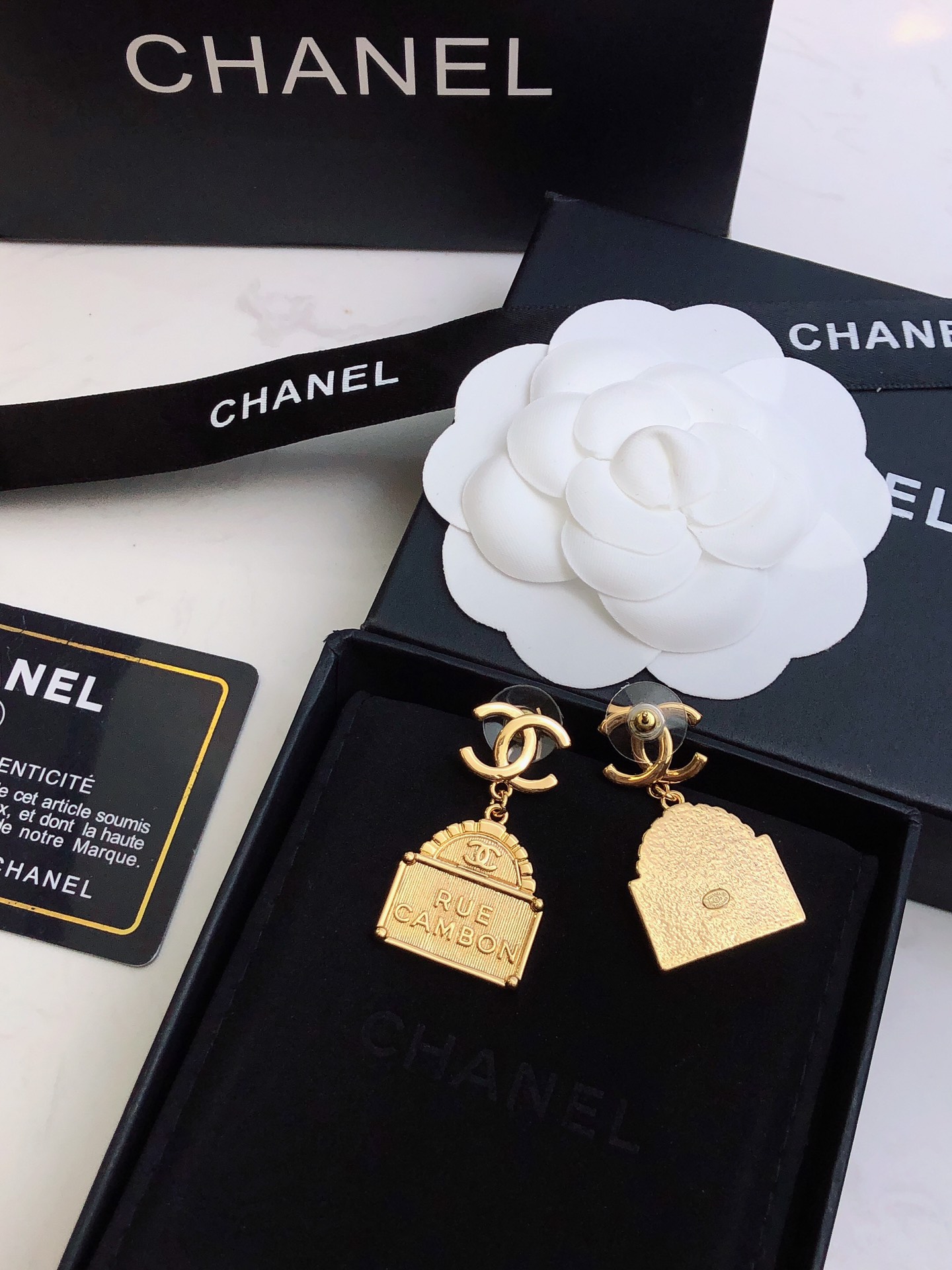 Chanel Bag Shape Earrings Gold For Women - Image 4