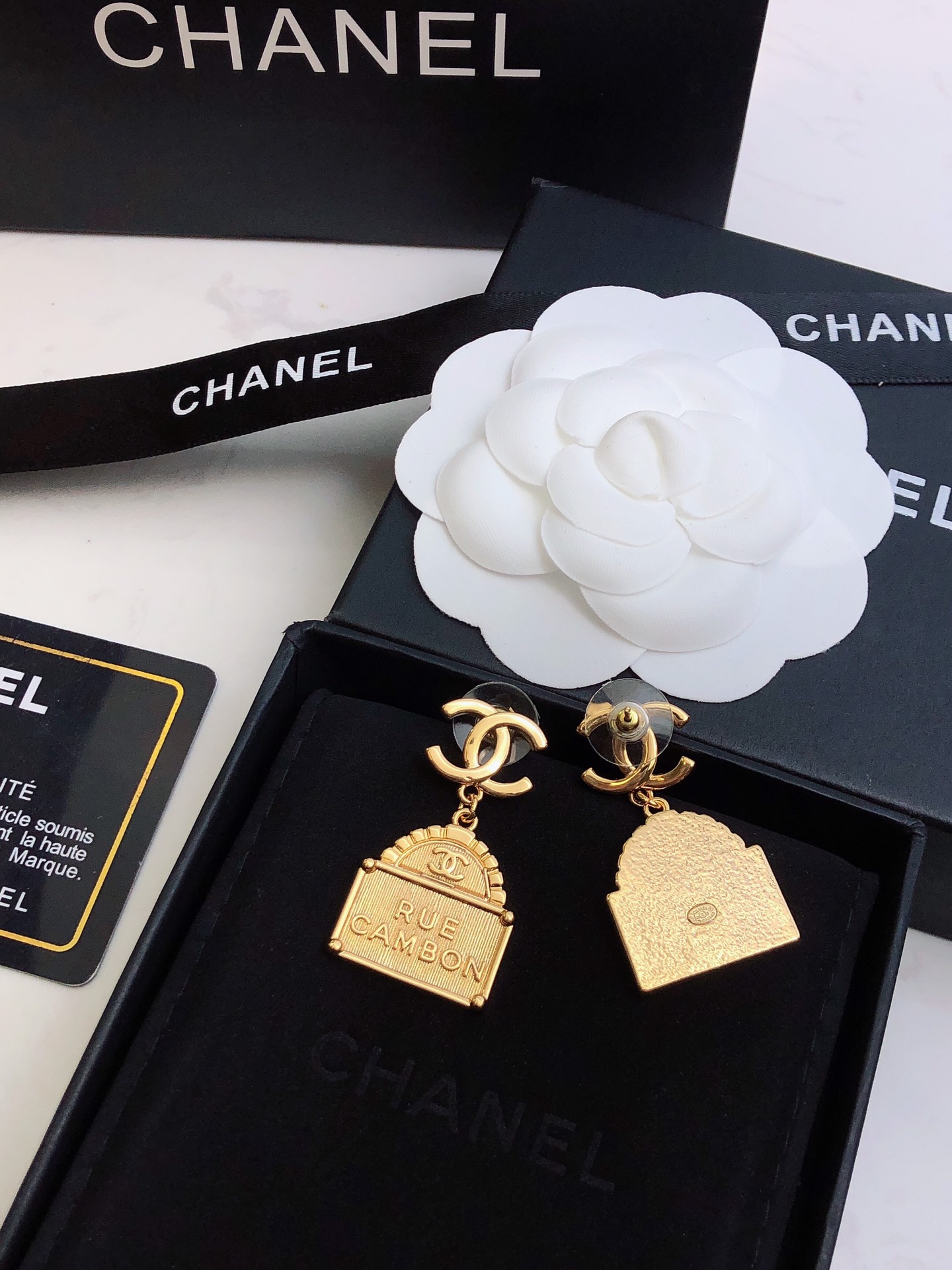 Chanel Bag Shape Earrings Gold For Women - Image 6