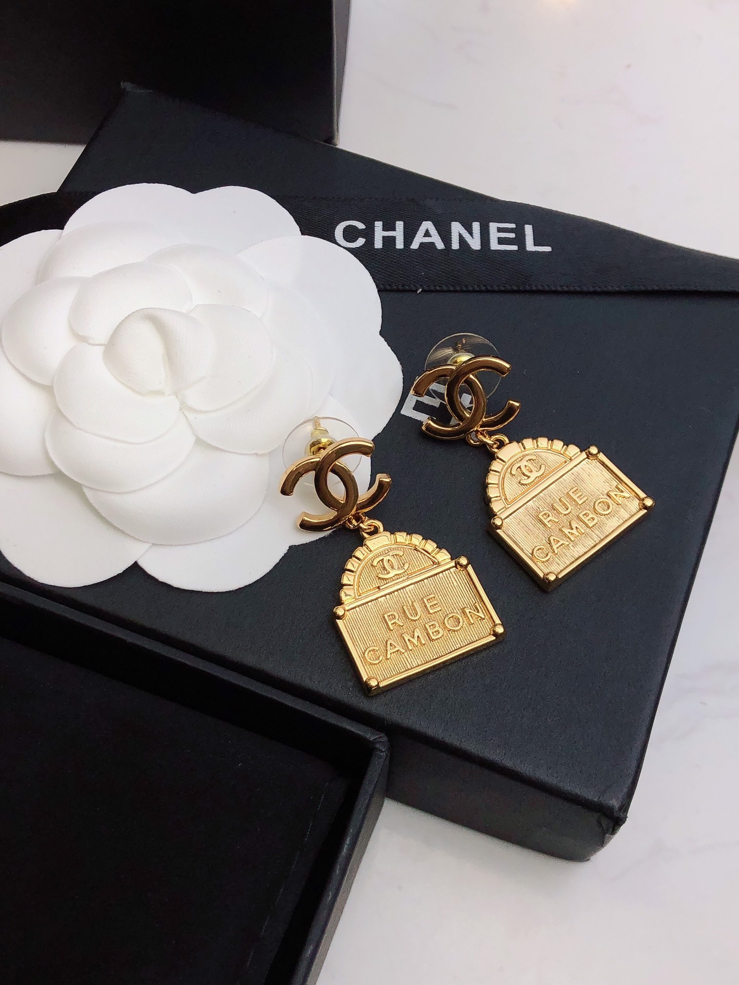 Chanel Bag Shape Earrings Gold For Women - Image 7