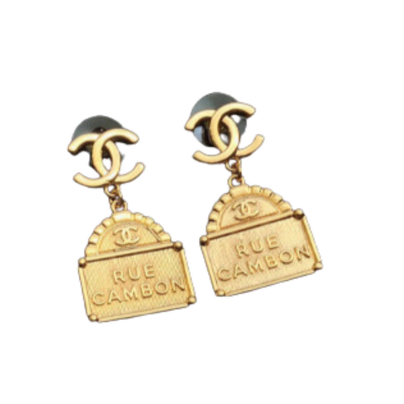 Chanel Bag Shape Earrings Gold For Women