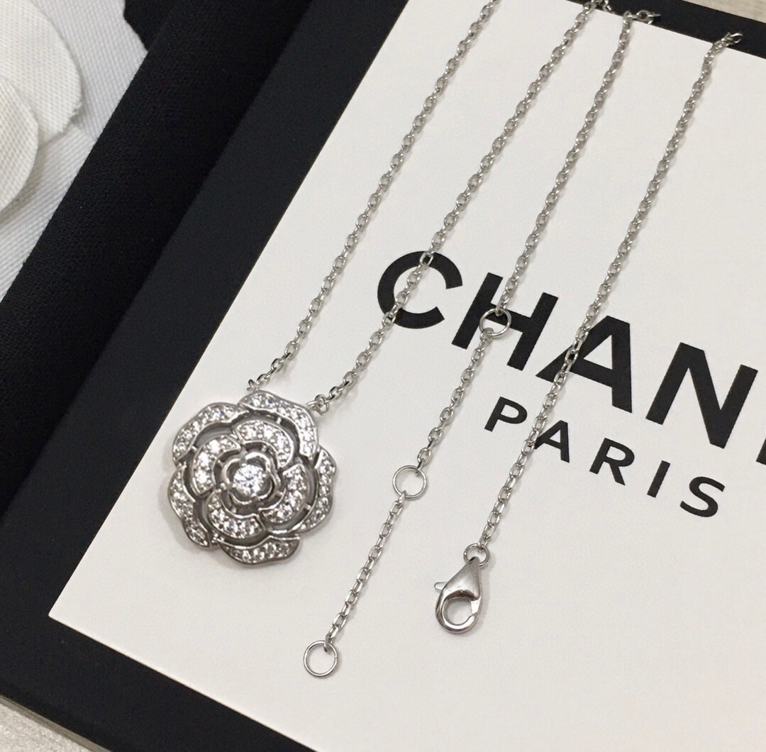 Chanel Bouton De Camélia Necklace Silver Tone For Women J12071, 3599591939884 - Image 2