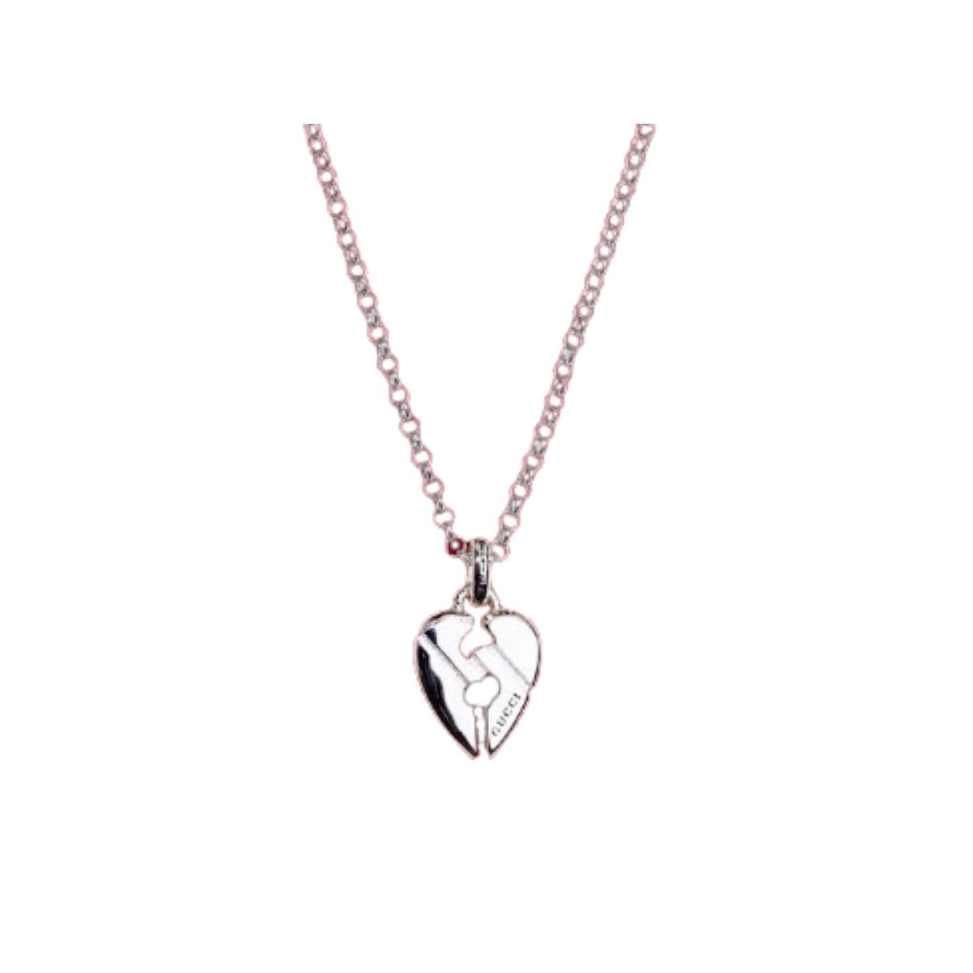 Gucci Broken Heart Necklace Silver Tone For Women