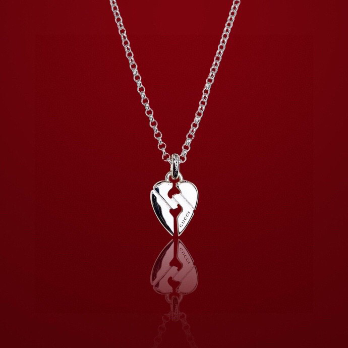 Gucci Broken Heart Necklace Silver Tone For Women - Image 2