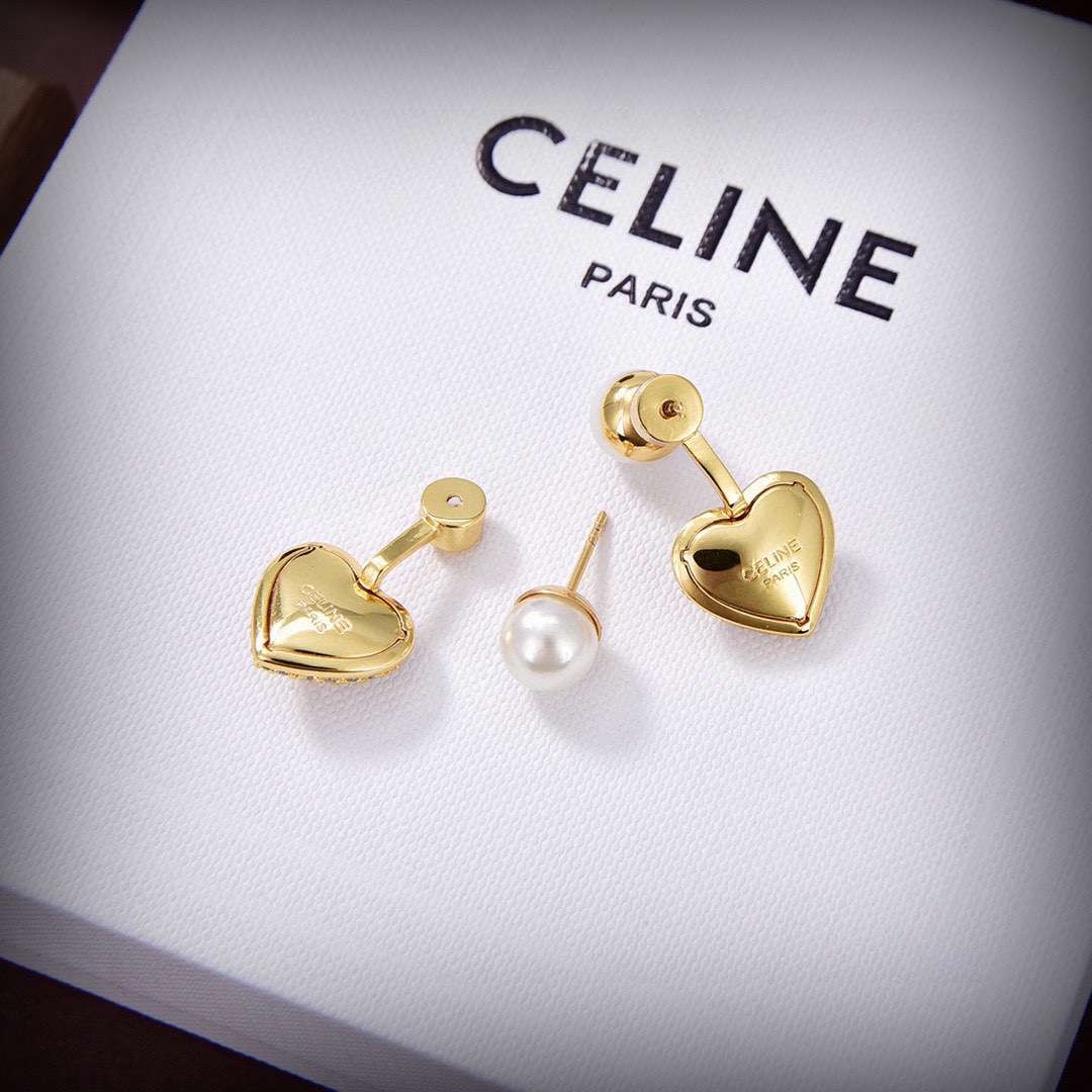 Celine Heart Earrings Gold For Women - Image 3
