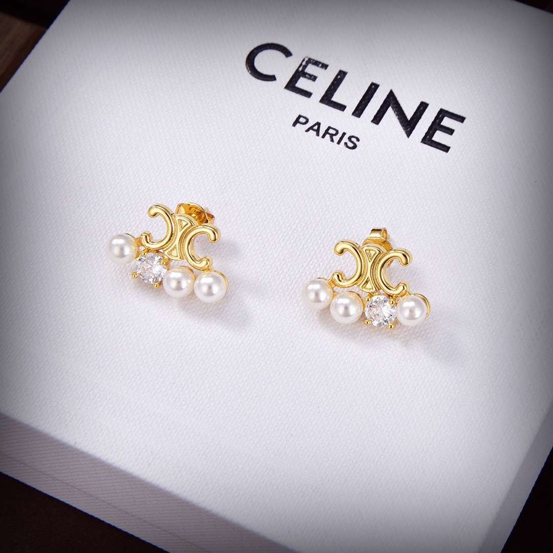 Celine Pearl Earrings Gold For Women