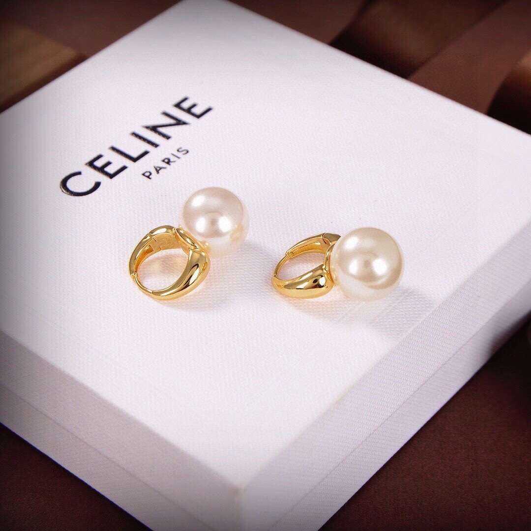 Celine Pearl Earrings Gold For Women - Image 5