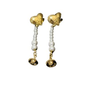 Celine Saturn Pearl Earrings Gold For Women