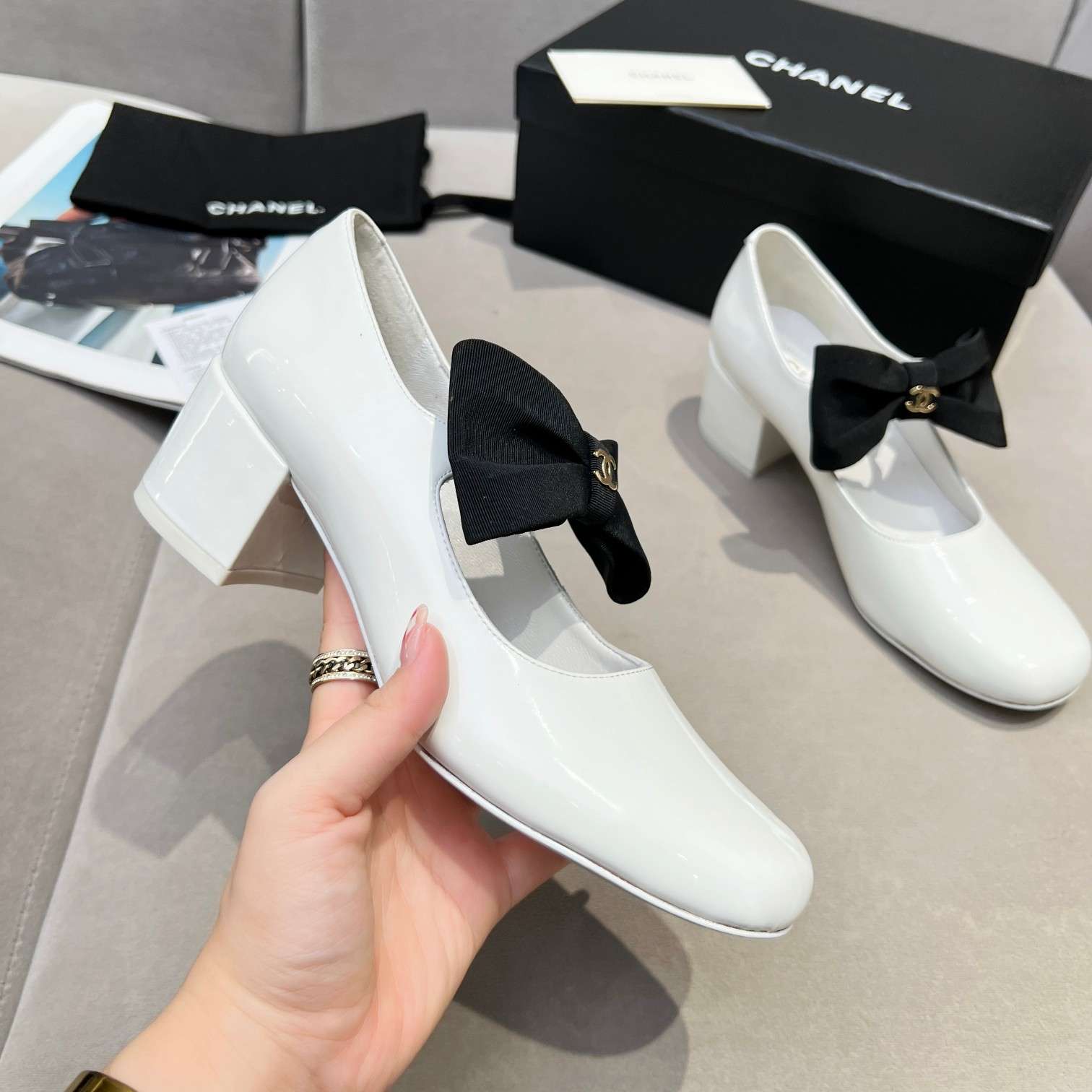 Chanel Bow Mary Jane White For Women - Image 9