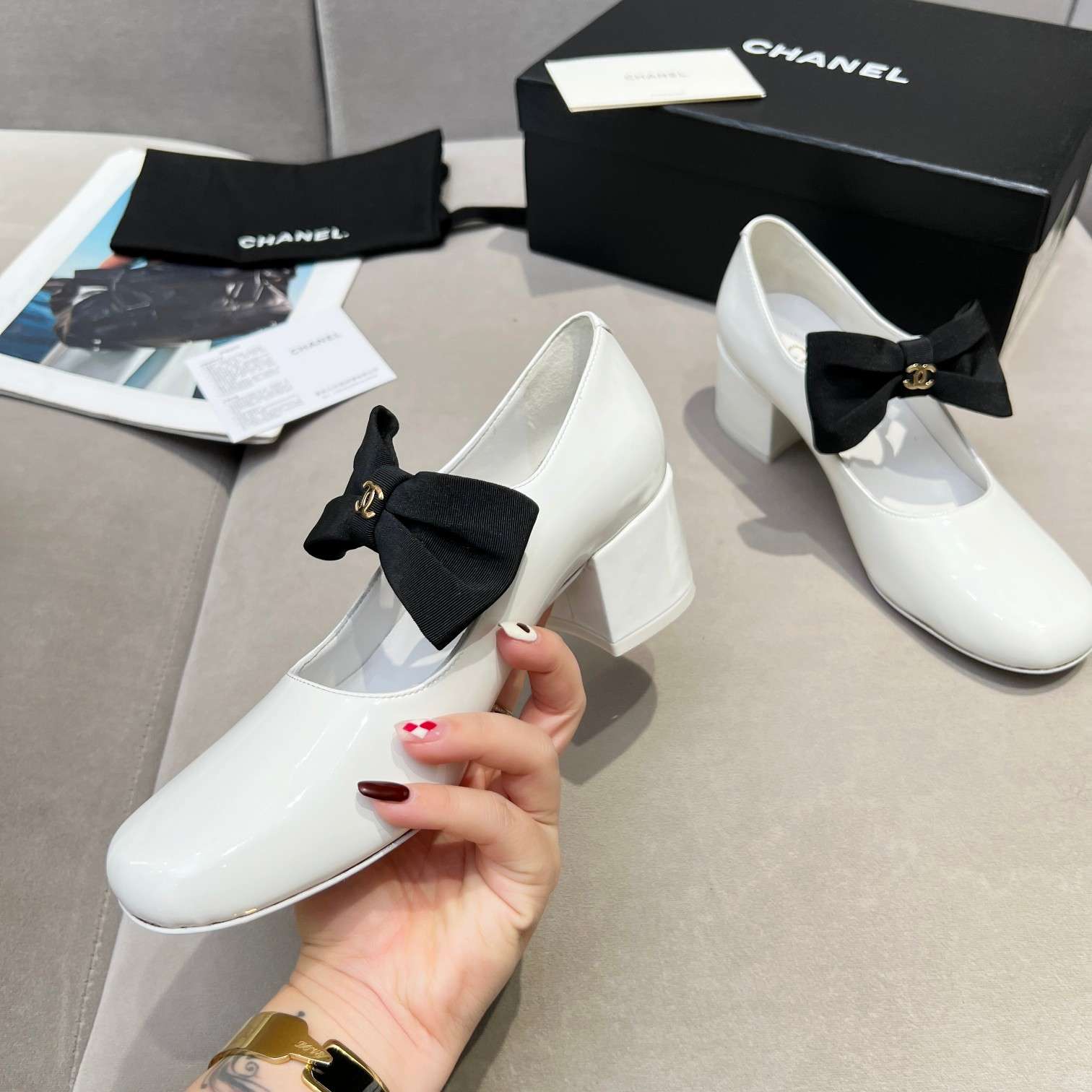 Chanel Bow Mary Jane White For Women - Image 8