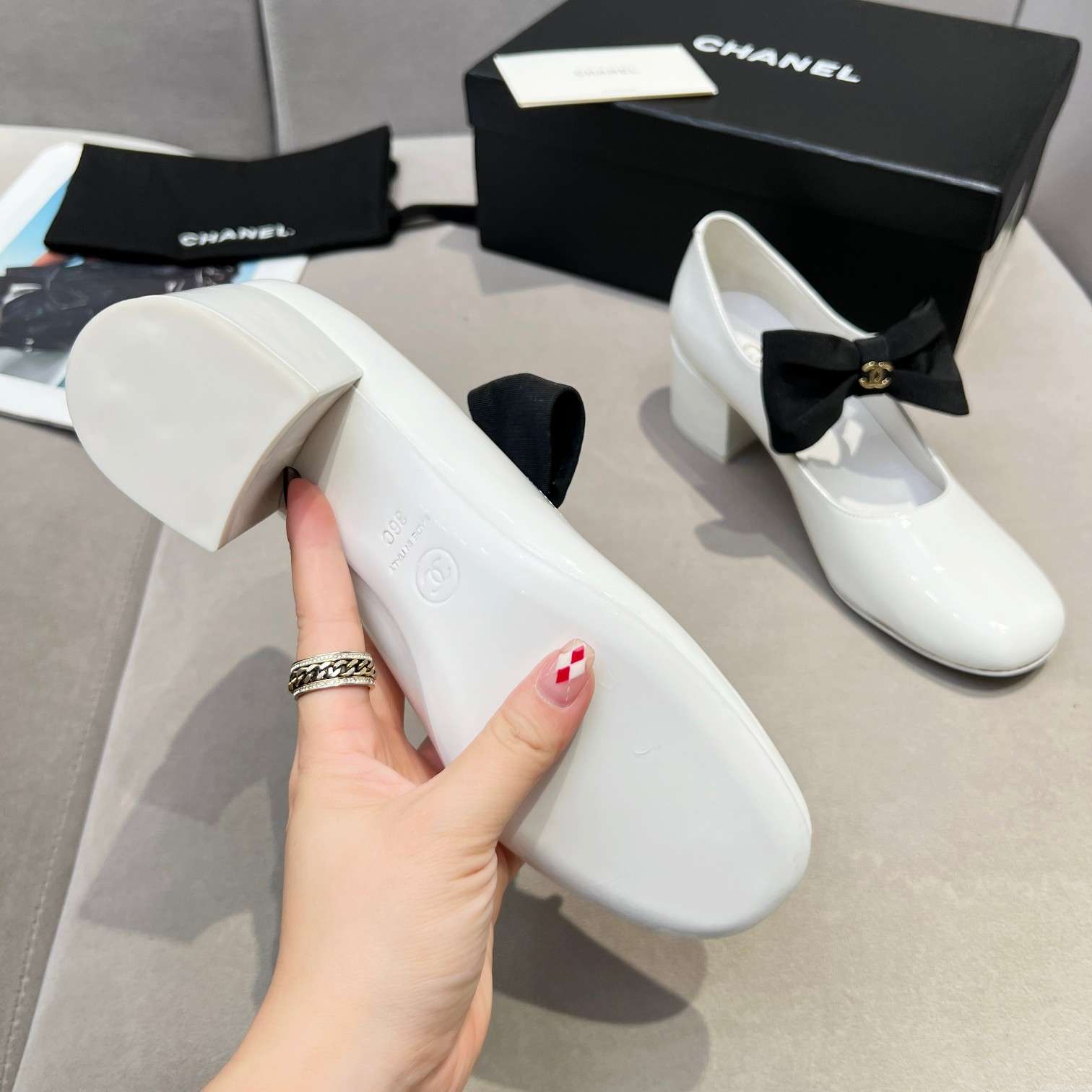 Chanel Bow Mary Jane White For Women - Image 6